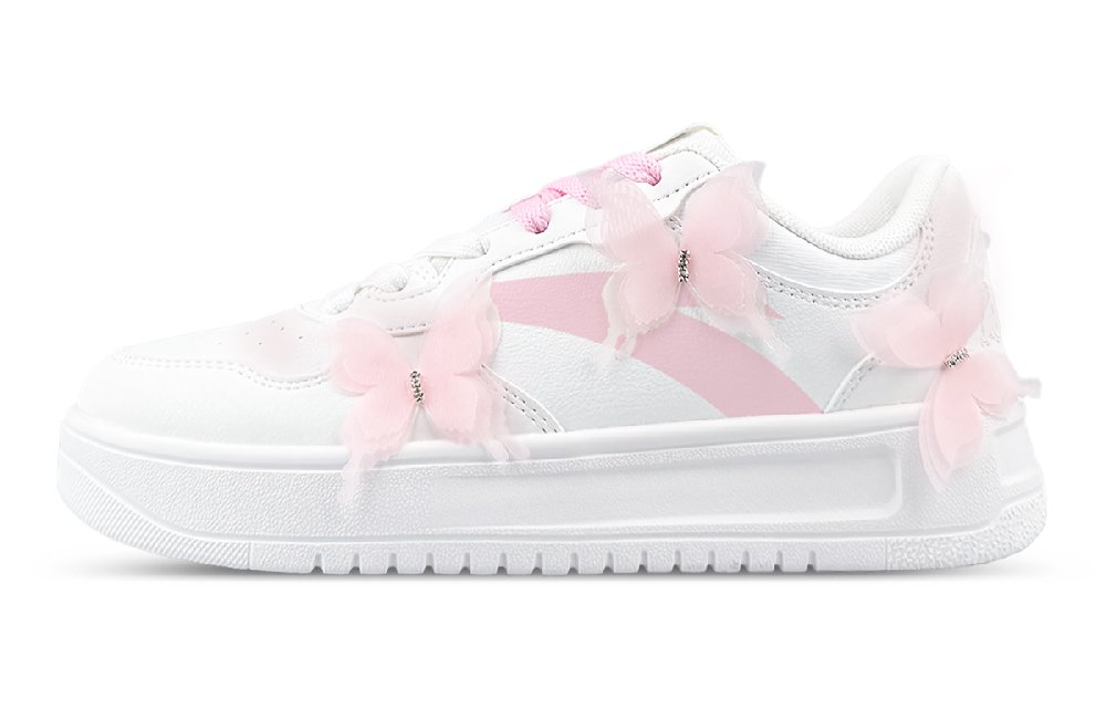 Anta Relaxed Wear resistant And Lightweight Low Top Skateboard Shoes Unisex White Pink