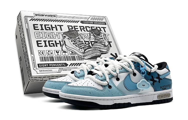 Nike Dunk Low Abrasion-Resistant Low-Top Skateboard Shoes Women's White Blue