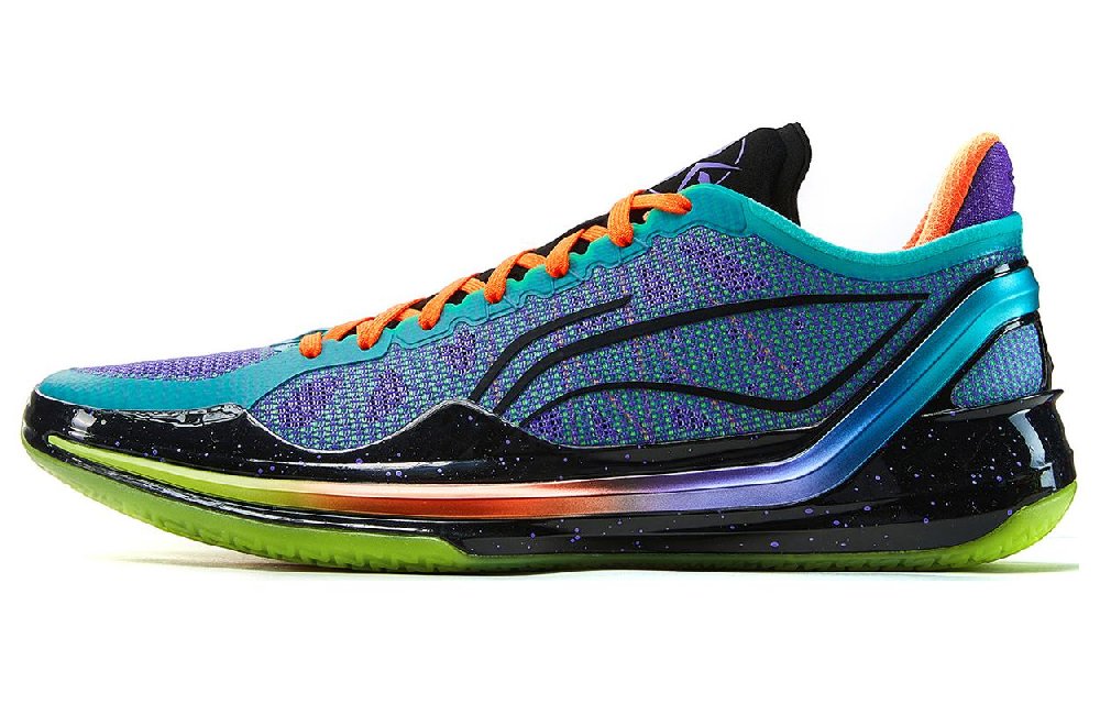 LiNing Blade 4V2 Cushioning Slip Resistant Lightweight Rebound Low top Basketball Shoes Men's Purple Green