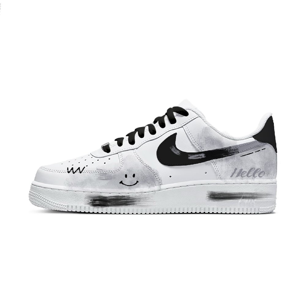 Nike Air Force 1 Abrasion Resistant Low Top Skateboard Shoes Unisex White Black