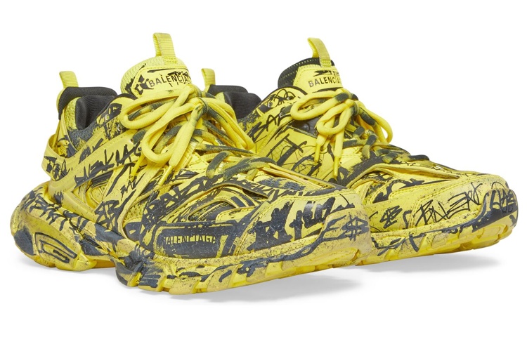 Balenciaga Track 1.0 Graffiti Chunky Sneakers Men's Yellow Black