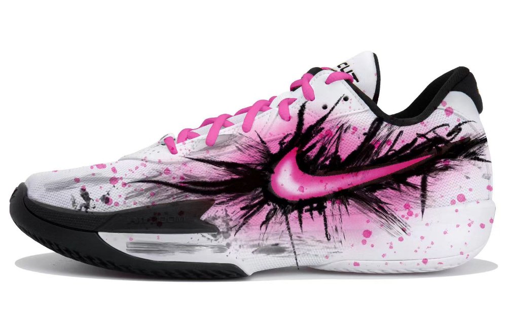 Nike Air Zoom G.T. Cut Academy Anti Slip Wear Resistant Low Top Basketball Shoes Unisex White Black Pink
