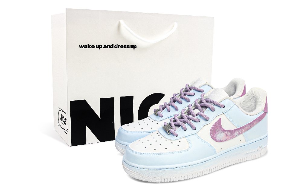 Nike Air Force 1 Abrasion Resistant Low Top Skateboard Shoes Women's Blue Purple
