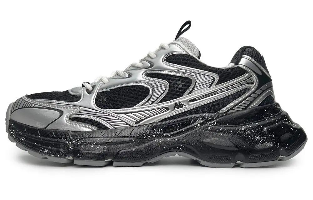 Kappa Cushioned Wear-Resistant Breathable Lightweight Low-Top Running Shoes Unisex Black Silver