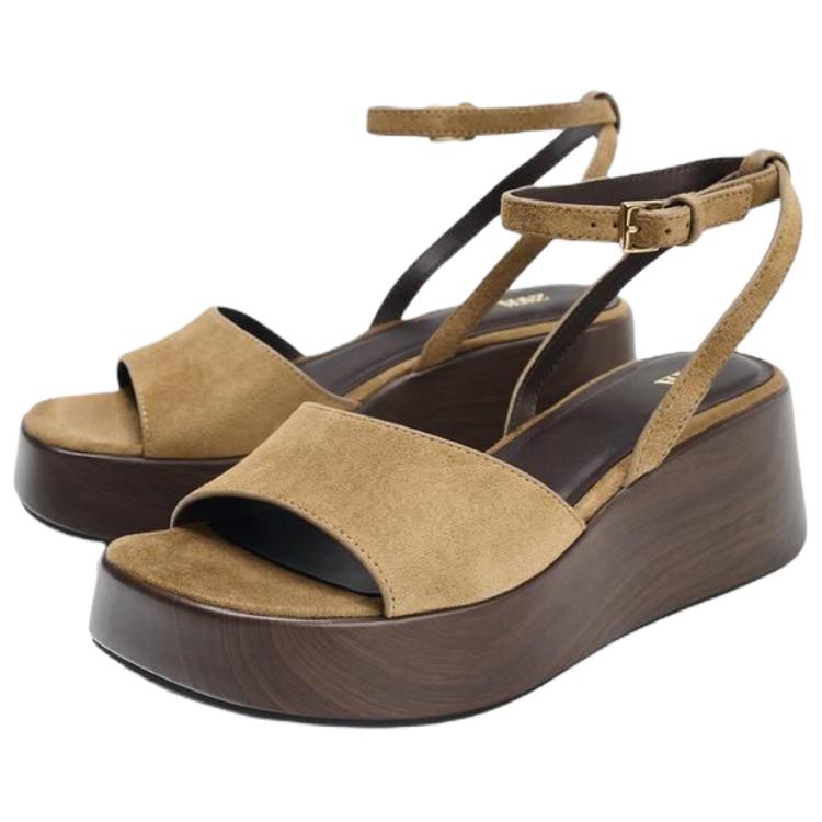 ZARA One Strap Sandals Women's Dark Brown Yellow купить в интернет-магазине Yoocart с быстрой доставкой по России.