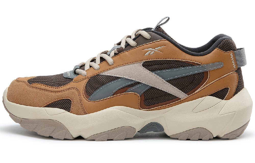 Reebok FLUFFI PUFF CN Anti-Slip Wear-Resistant Breathable Height Increasing Low-Top Running Shoes Unisex Brown Yellow