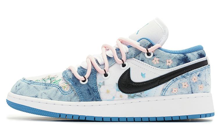 Jordan Air Jordan 1 Low Low-Top Vintage Basketball Shoes GS White Blue