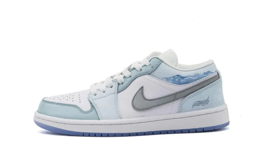 Jordan Air Jordan 1 Abrasion Resistant Low top Vintage Basketball Shoes Unisex Blue White