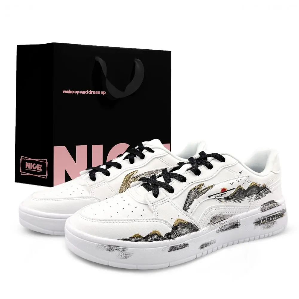 LiNing Acer Truncatum Slip Resistant Cushioning Height Increasing Low top Skateboard Shoes Men's White