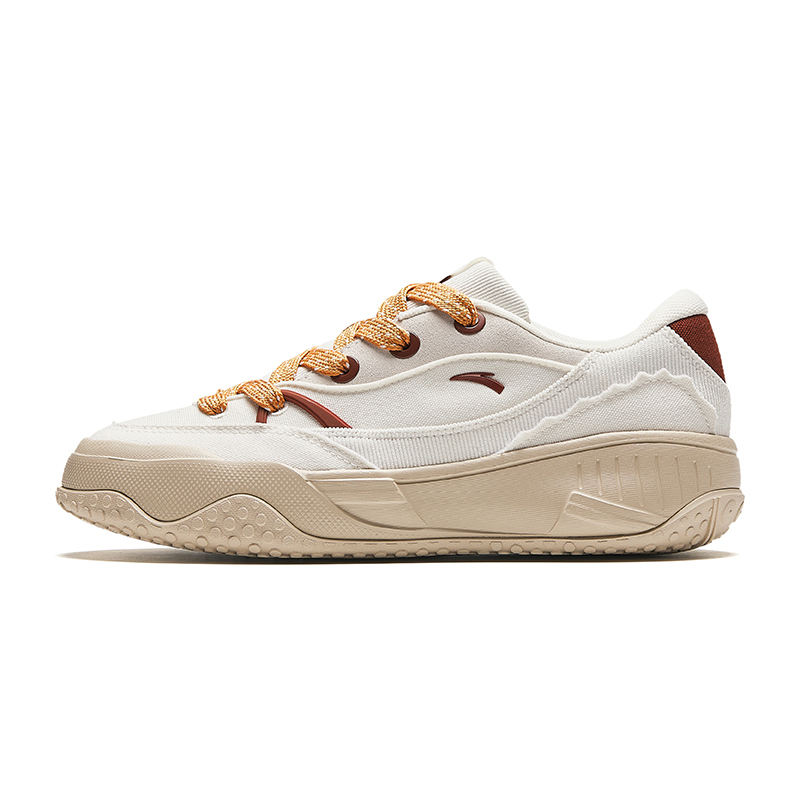 Anta Cookie Shoes Cushioning, Wear Resistant Low Top Skateboard Shoes Women's White Brown