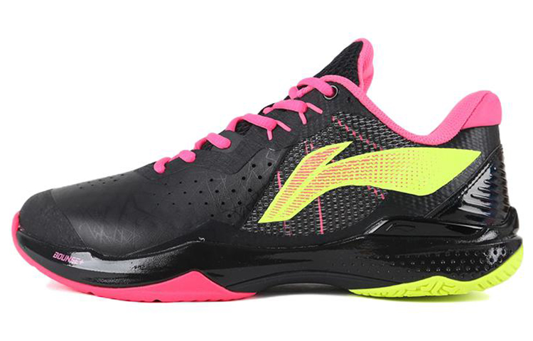 LiNing Thunder Shock Absorbers Slip Resistant Abrasion Resistant Breathable Low top Badminton Shoes Men's Black