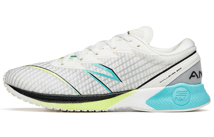 ANTA Running Collection Running Shoes Men's Low top Ivory White/Fluorescent Aqua/Silver