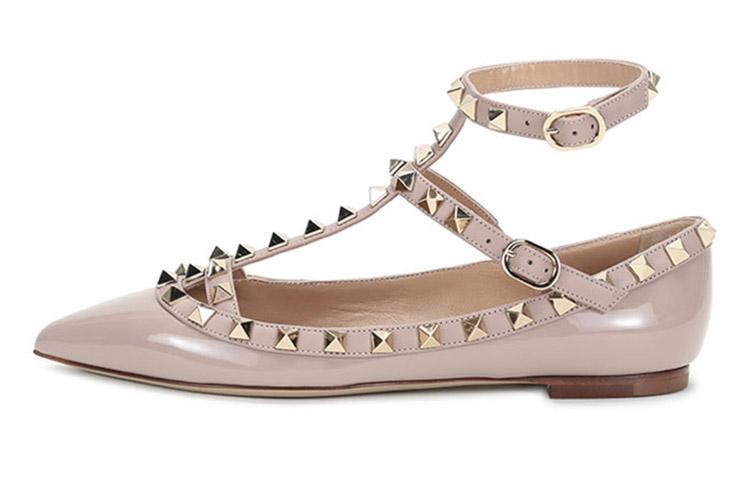 Valentino Rockstud GARAVANI Casual Single Shoes Women's Gray Pink