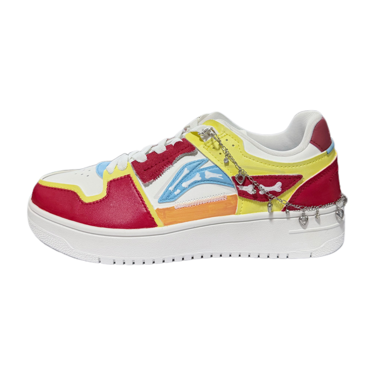 LiNing Bone Low top Skateboard Shoes Women's White Red Yellow