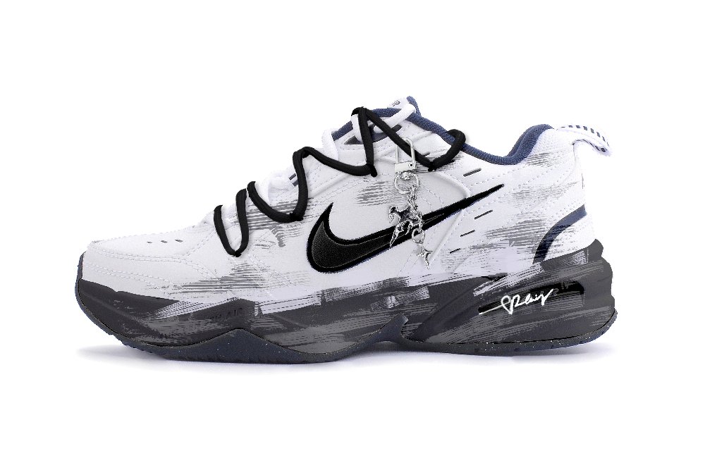 Nike Air Monarch 4 Chaos Nebula Abrasion Resistant Low Top Chunky Sneakers Unisex Black Gray