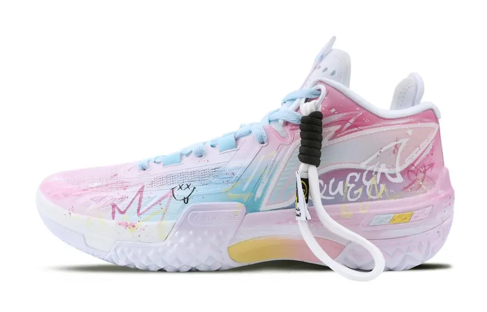 LiNing Shudder Cushioning, Wear Resistant Mid top Basketball Shoes Men's Pink