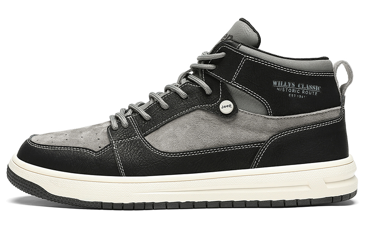 Jeep High-Top Skateboard Shoes Men's Black Gray