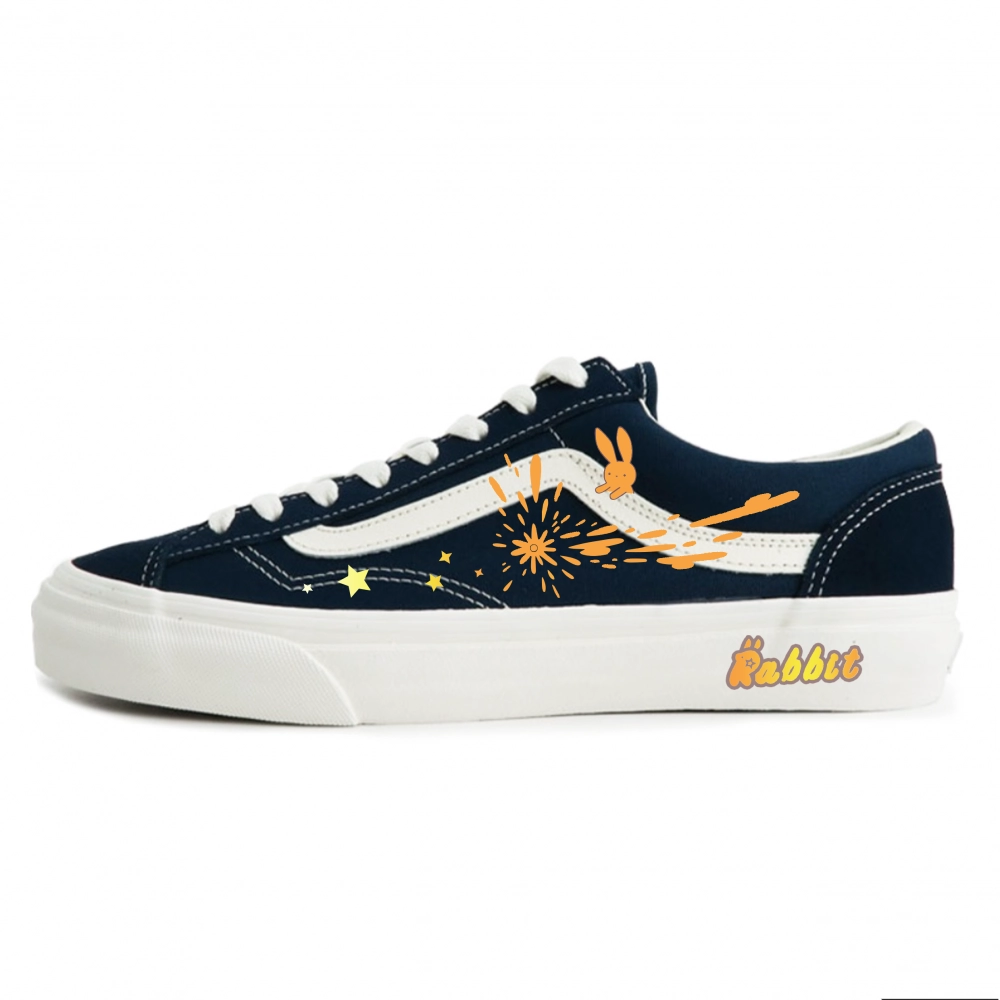 Vans Style 36 Orange Star Bunny Cushioning, Wear Resistant Low top Skateboard Shoes Unisex Blue White