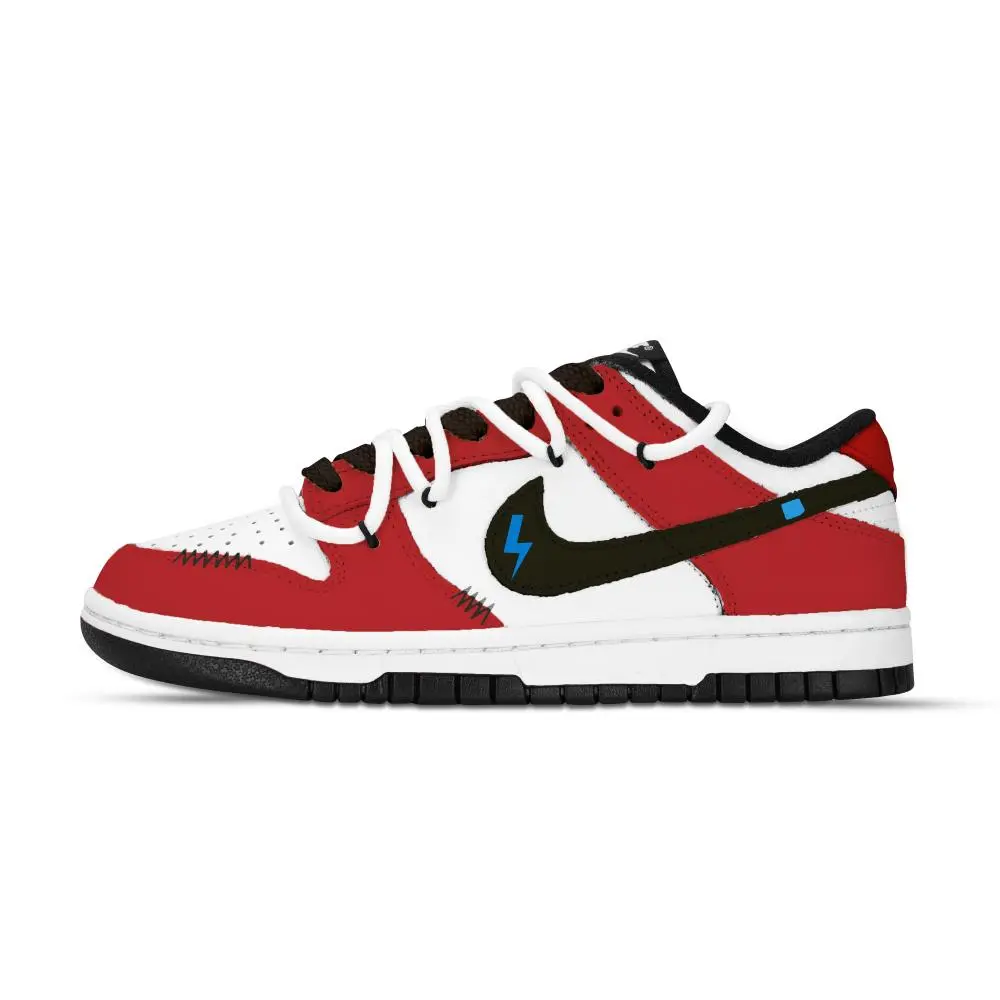 Nike Dunk Thunderbolt Shadow Slip Resistant Abrasion Resistant Low top Skateboard Shoes Unisex Red, Black, Blue, White