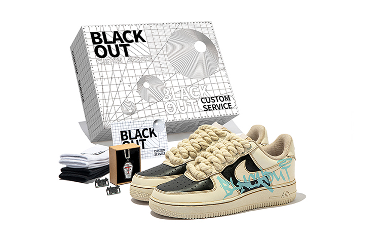 Nike Air Force 1 Skateboard Shoes Women's Low-Top Beige Black Blue