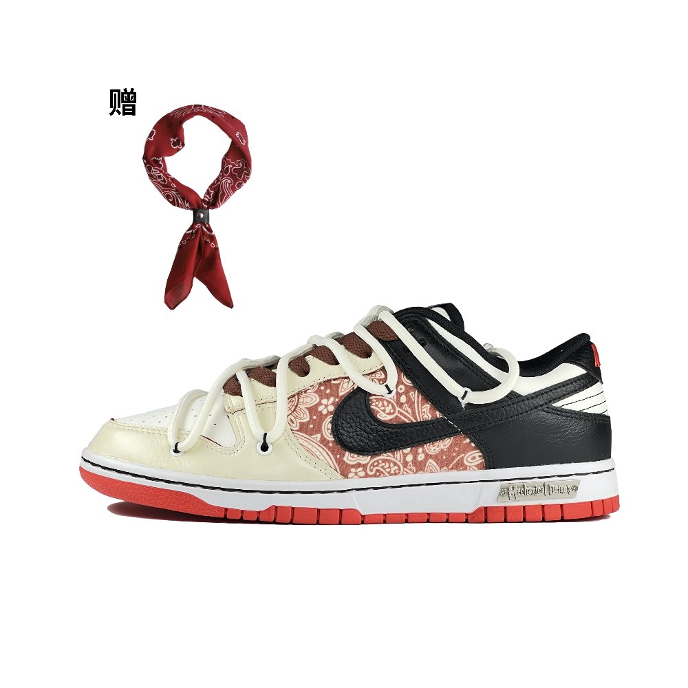 Nike Dunk Low Low-Top Skateboard Shoes Men's Red Black
