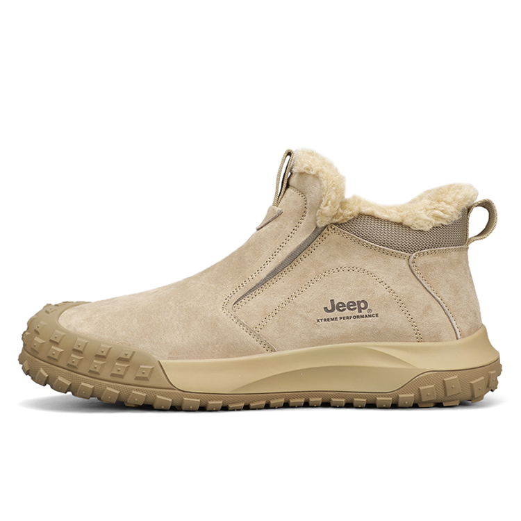 Jeep Warm Fleece-Lined Padded Shoes Mid-Top Outdoor Shoes Men's Sand