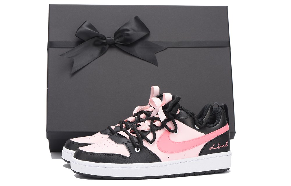 Nike Court Borough Slip-Resistant Coverage Low-Top Skateboard Shoes GS Black Pink