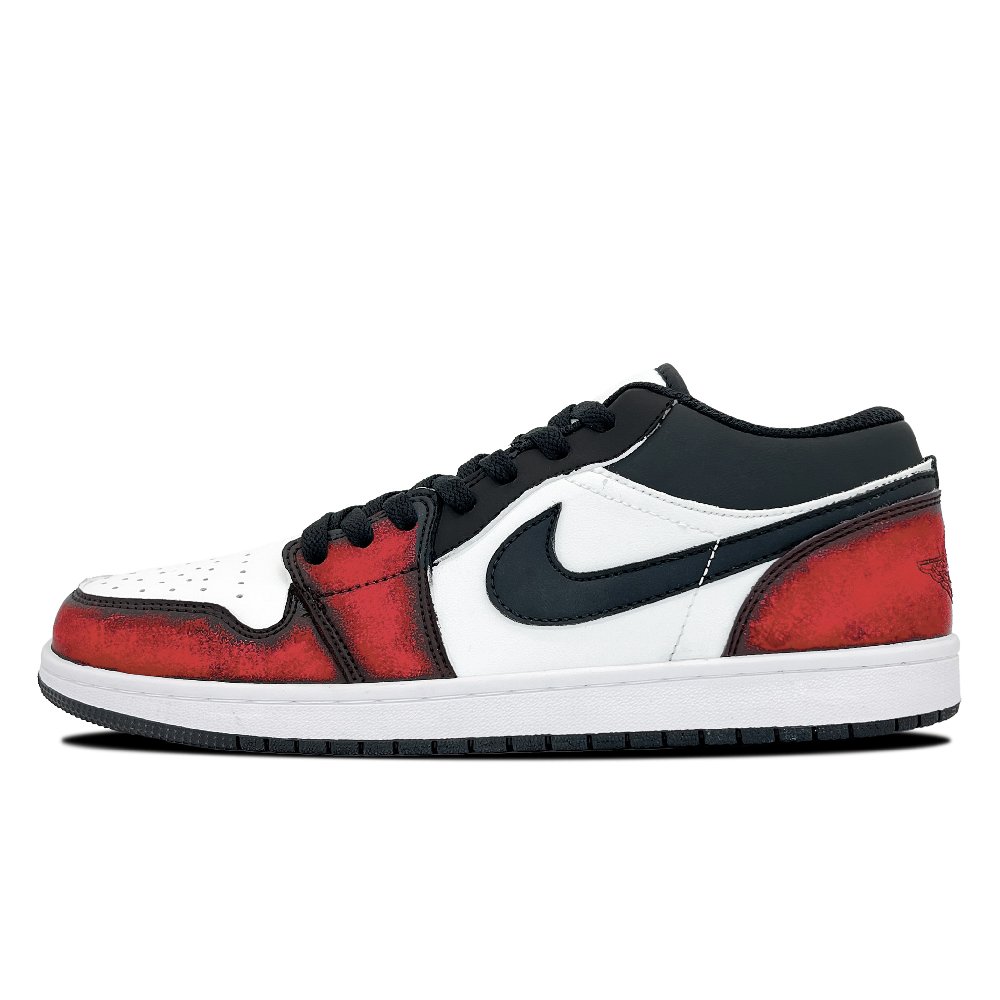 Jordan Air Jordan 1 Rust Red Abrasion Resistant Low top Vintage Basketball Shoes Unisex White Black Red
