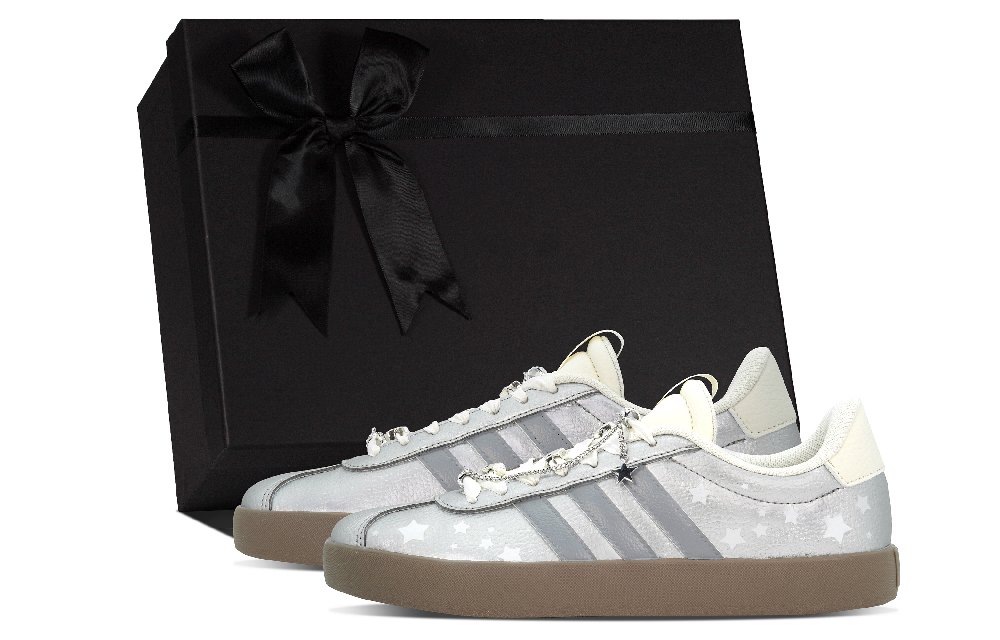 Adidas VL COURT 3.0 DEER Moonset Galaxy Anti Slip Wear Resistant Low Top Skateboard Shoes Unisex Silver
