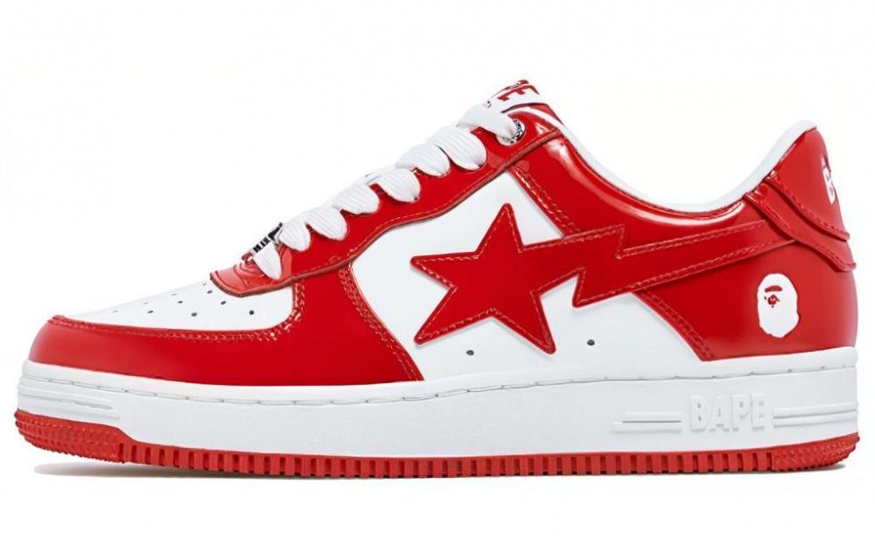 A BATHING APE STA Stylish Skateboarding Shoes Men's Red White