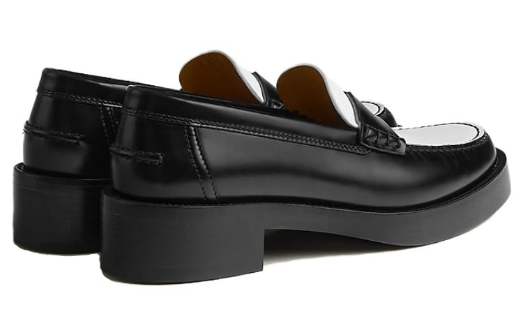 HERMES Hour Loafers Women's Black White