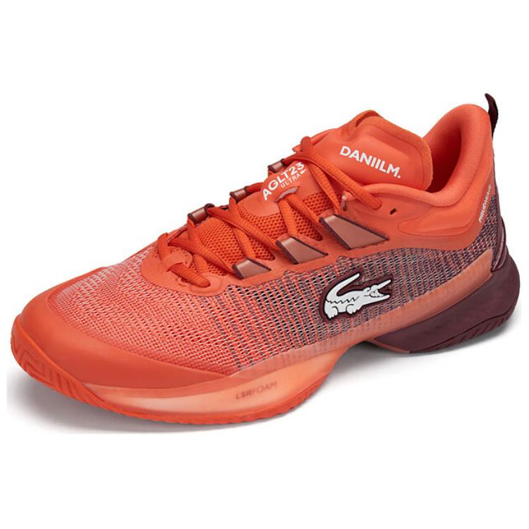 LACOSTE Slip-Resistant Low-Top Casual Shoes Men's Orange/Fuchsia