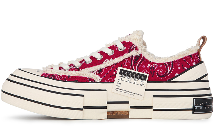 VESSEL G.O.P. Lows Red Paisley Anti-Slip Wear-Resistant Low-Top Skateboard Shoes Unisex Deep Red