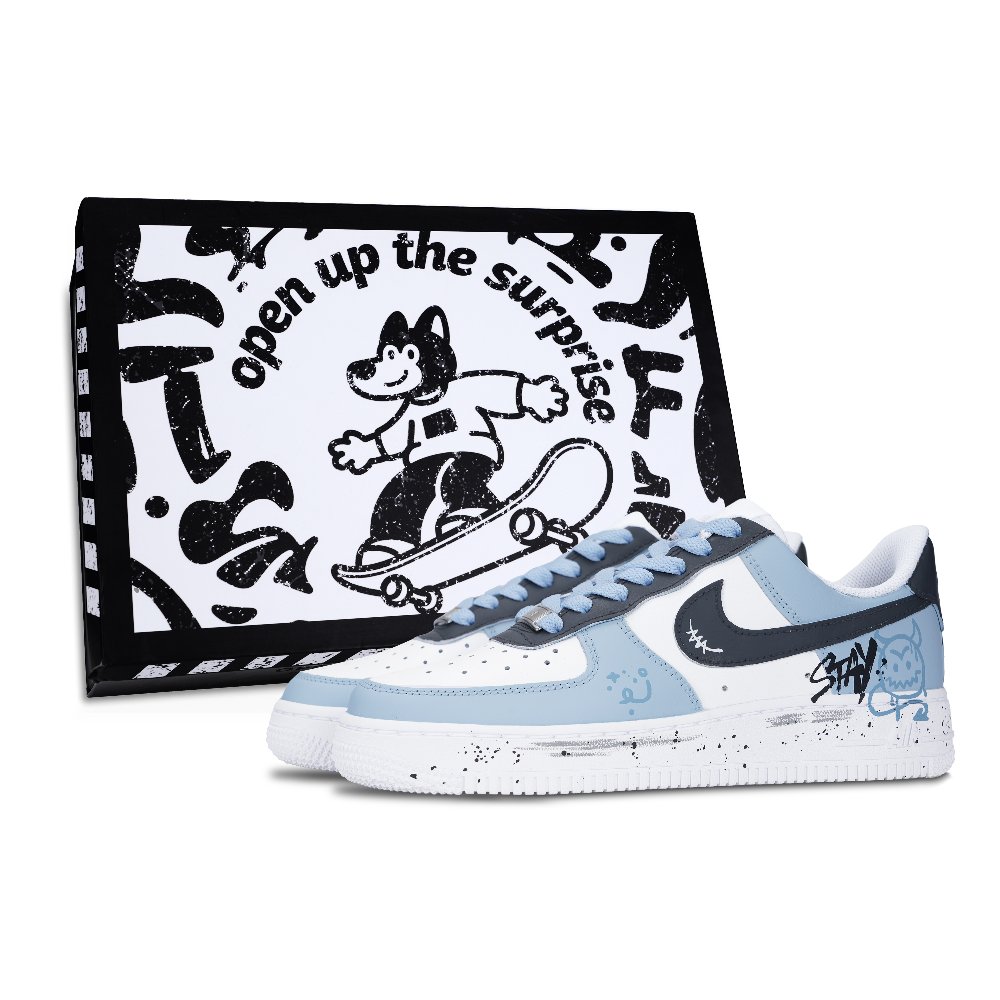 Nike Air Force 1 Anti Slip Wear Resistant Low Top Skateboard Shoes Unisex Blue White