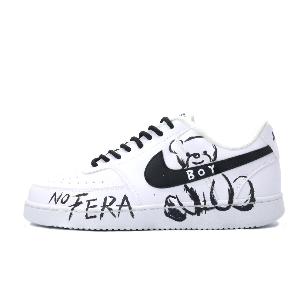 Nike Court Vision 1 Lightweight And Breathable Low top Skateboard Shoes Men's Black White
