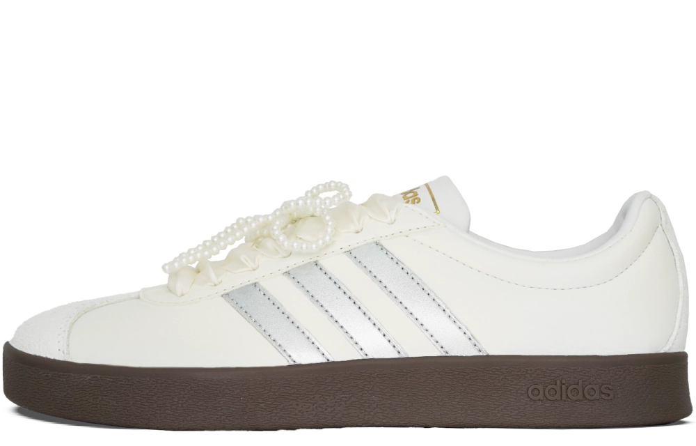 Adidas VL COURT 2.0 Slip Resistant Low top Skateboard Shoes Unisex Moon White