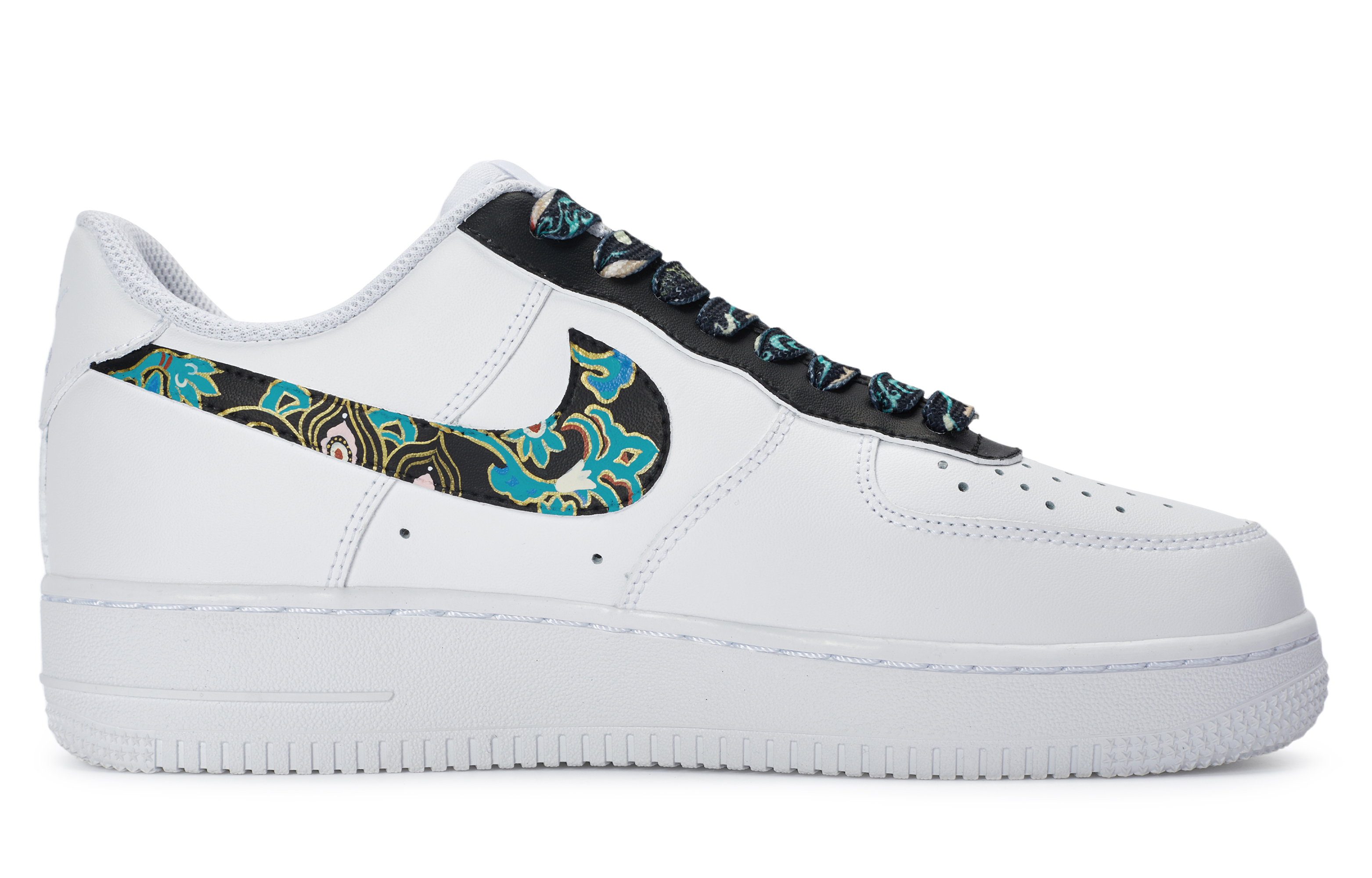 Nike Air Force 1 811 Manufacturing Ancient Dunhuang Style Coverage Warm Low-Top Skateboard Shoes Men's White Cyan