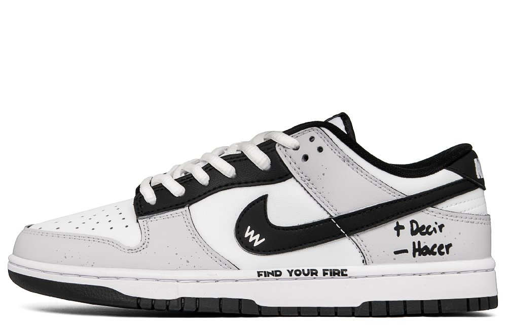 Nike Dunk Emotional Disorder Anti Slip Wear Resistant Low Top Skateboard Shoes Unisex Gray