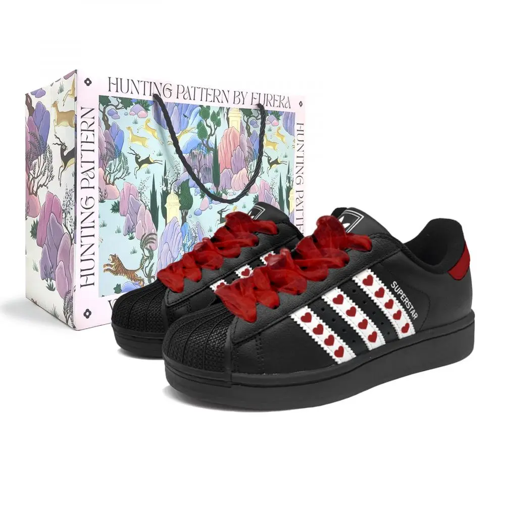 Adidas Originals Superstar Skateboard Shoes Women's Low top Black Red