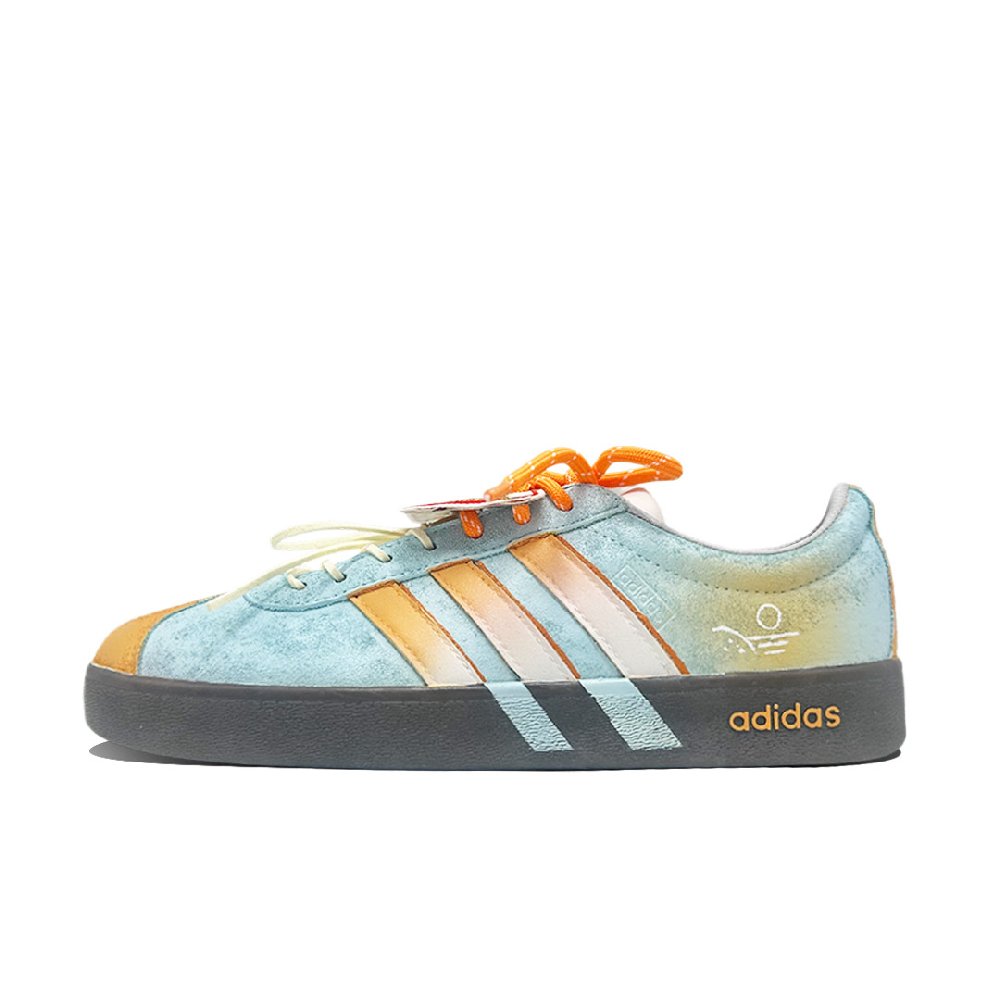 Adidas VL COURT 2.0 Orange Soda Abrasion Resistant Low Top Skateboard Shoes Unisex Cyan Orange