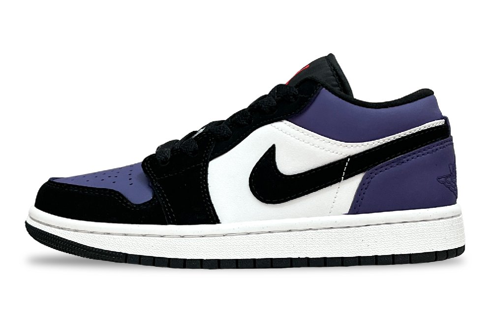Jordan Air Jordan 1 Reverse Black Purple Anti Slip Wear Resistant Low Top Vintage Basketball Shoes Unisex Purple