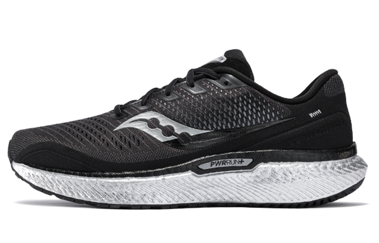 Saucony Triumph 18 Cushioning Anti-Slip Wear-Resistant Breathability Low-Top Training Running Shoes Men's Black Silver