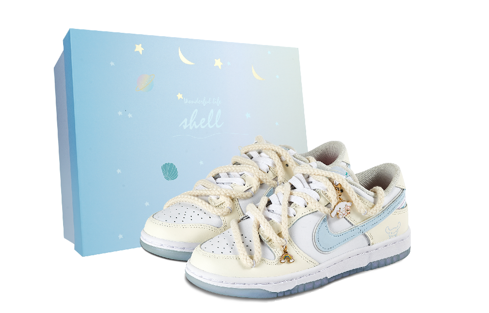 Nike Dunk Low-Top Skateboard Shoes Women's Yellow Blue