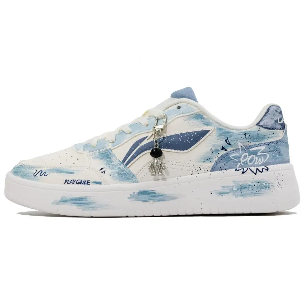 LiNing Acer Truncatum Cushioning, Abrasion Resistant, Height Increasing Low top Skateboard Shoes Men's White Blue