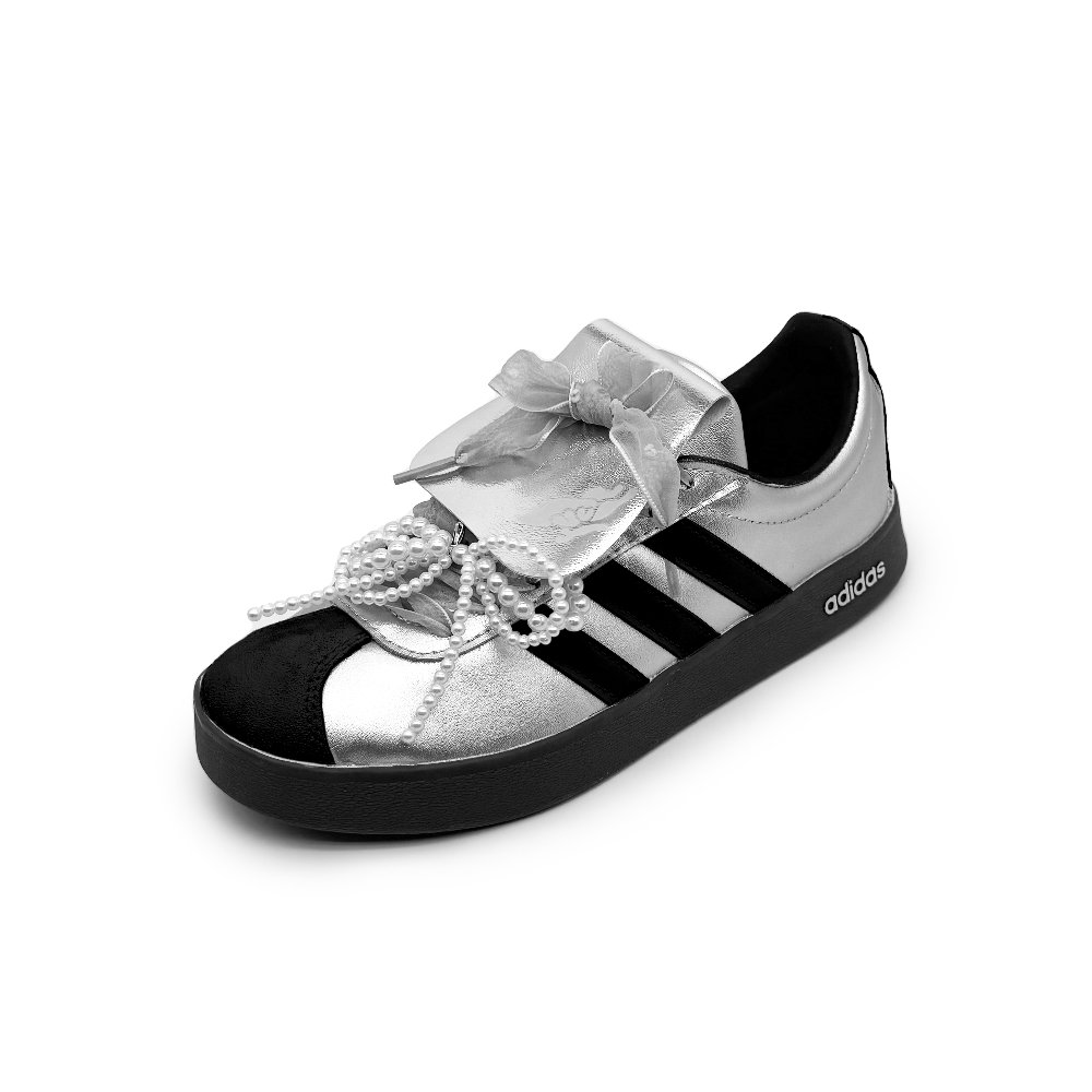 Adidas Neo VL Court 2.0 Silver Dream Night Erosion Slip Resistant Low Top Skateboard Shoes Unisex Silver