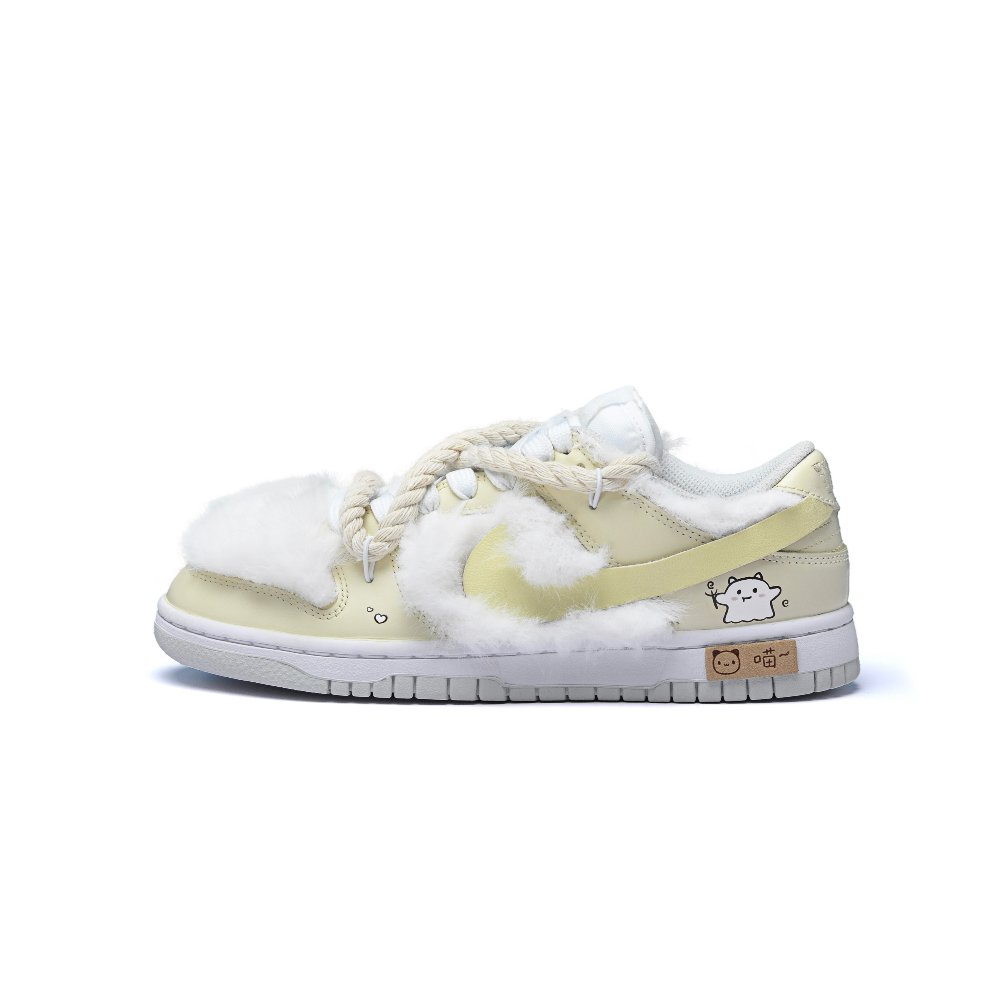 Nike Dunk Anti-Slip Wear-Resistant Low-Top Skateboard Shoes Women's Yellow White