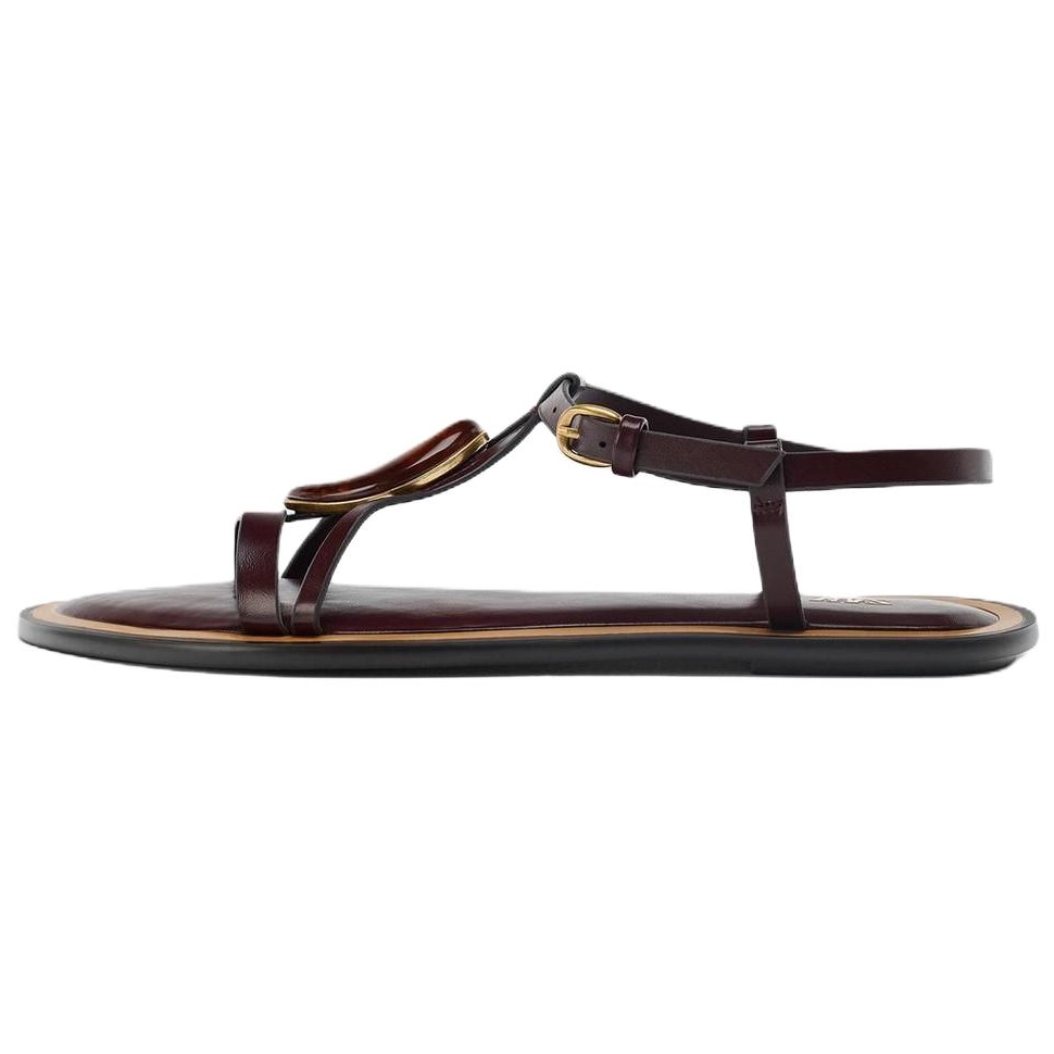 ZARA One Strap Sandals 1cm Women's Brown
