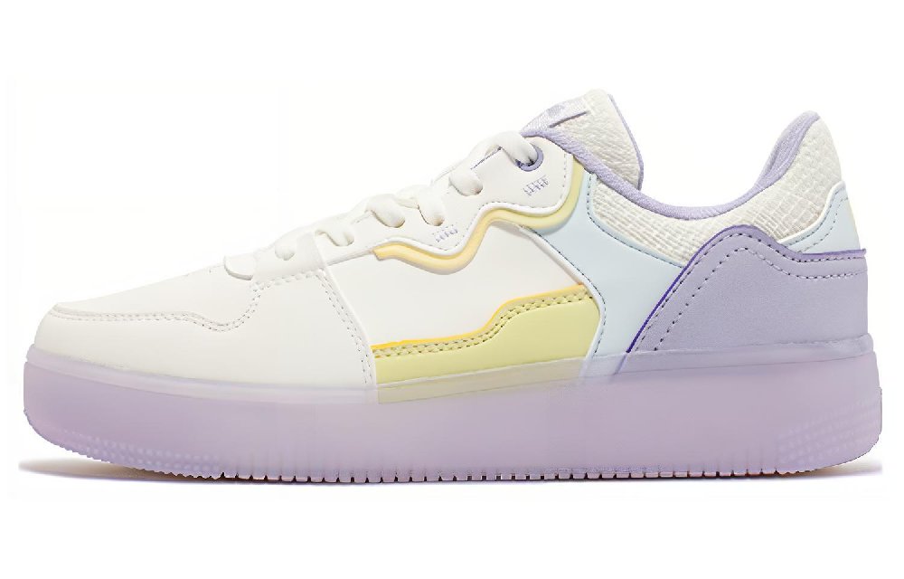 361° Anti Slip Wear Resistant Low Top Skateboard Shoes Women's White Yellow Purple