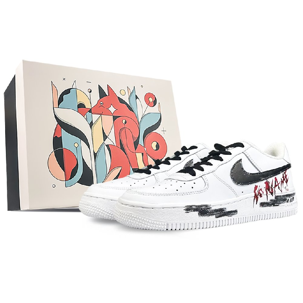 Nike Air Force 1 Anti-Slip Wear-Resistant Low-Top Skateboard Shoes Women's White Black Red