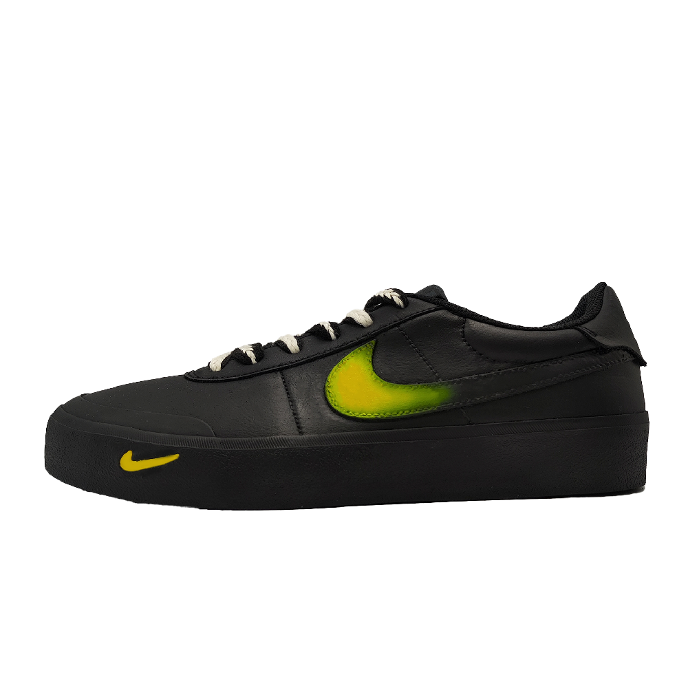 Nike Court Shot Yellow Brim Listening To Rain Anti Slip Wear Resistant Low Top Skateboard Shoes Unisex Black